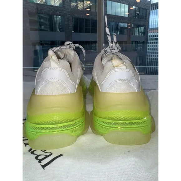 Balenciaga Triple S Womens Sneakers Size 40 EU / 10 US Neon Green Clear Sole - Picture 11 of 14